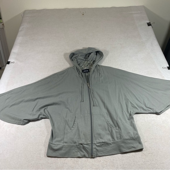 MetroStyle Zip Hoodie Sweatshirt 3/4 Wide Sleeves Large Gray Hoodie Poc… - Picture 10 of 10